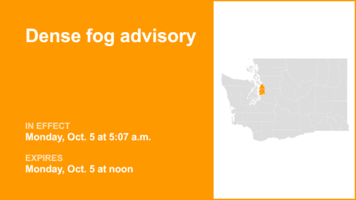 Dense fog advisory affecting Puget Sound region until Monday midday 