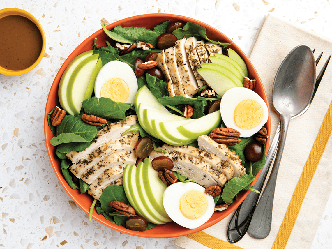  Kale salad with herb-roasted chicken // the Incredible Egg 