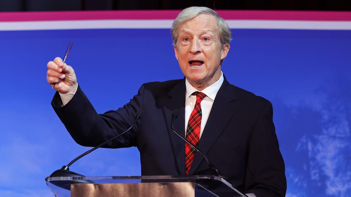 CBS Television Stations’ California Gubernatorial Debate. Tom Steyer speaks during the California Gubernatorial Debate on April 28, 2026 in Claremont, California. 