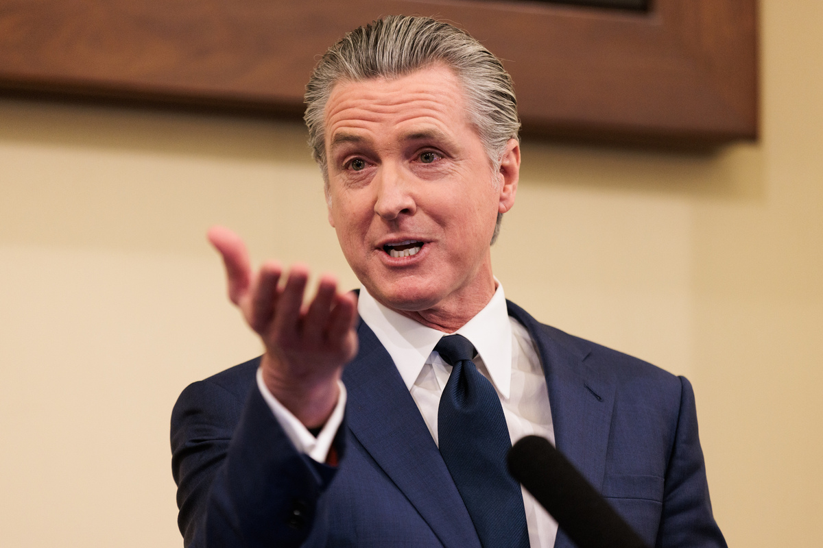FILE -- Gov. Gavin Newsom of California, at the State Capitol in Sacramento, Jan. 8, 2026. "This is one man trying to do to our American self-government what no king and no foreign power has ever managed to do," Newsom said of Donald Trump on July 4. (Max Whittaker/The New York Times)