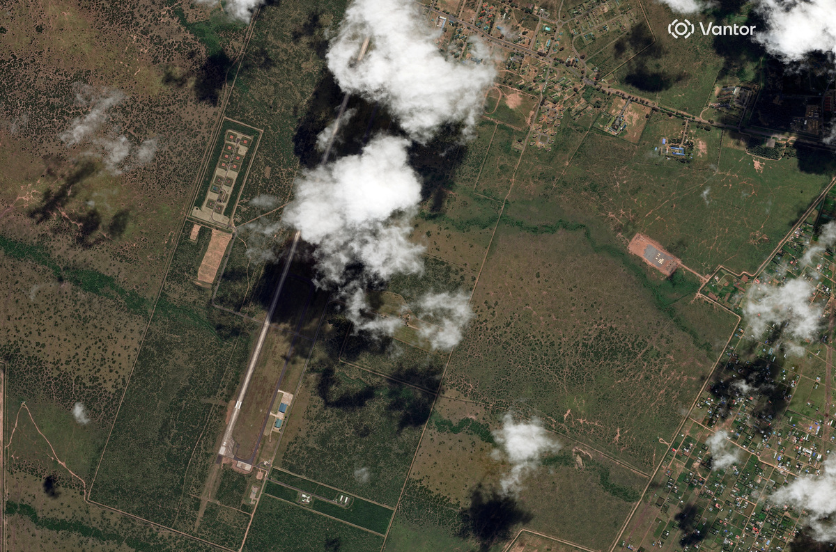 A satellite image shows an overview of Laikipia Air Base and a new field hospital in Laikipia County, Kenya June 4, 2026. Vantor/Handout via REUTERS