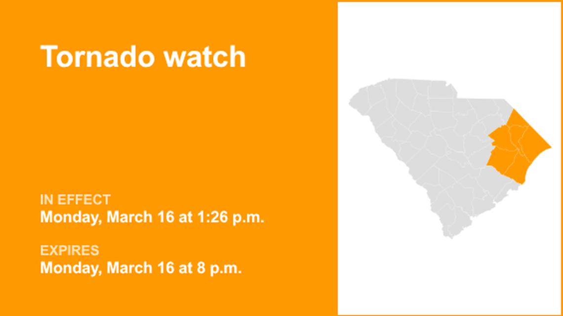 Tornado watch affecting Pee Dee until Monday evening 