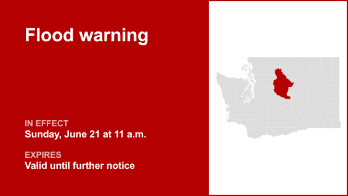 Flood warning affecting Chelan County until further notice, says the NWS 