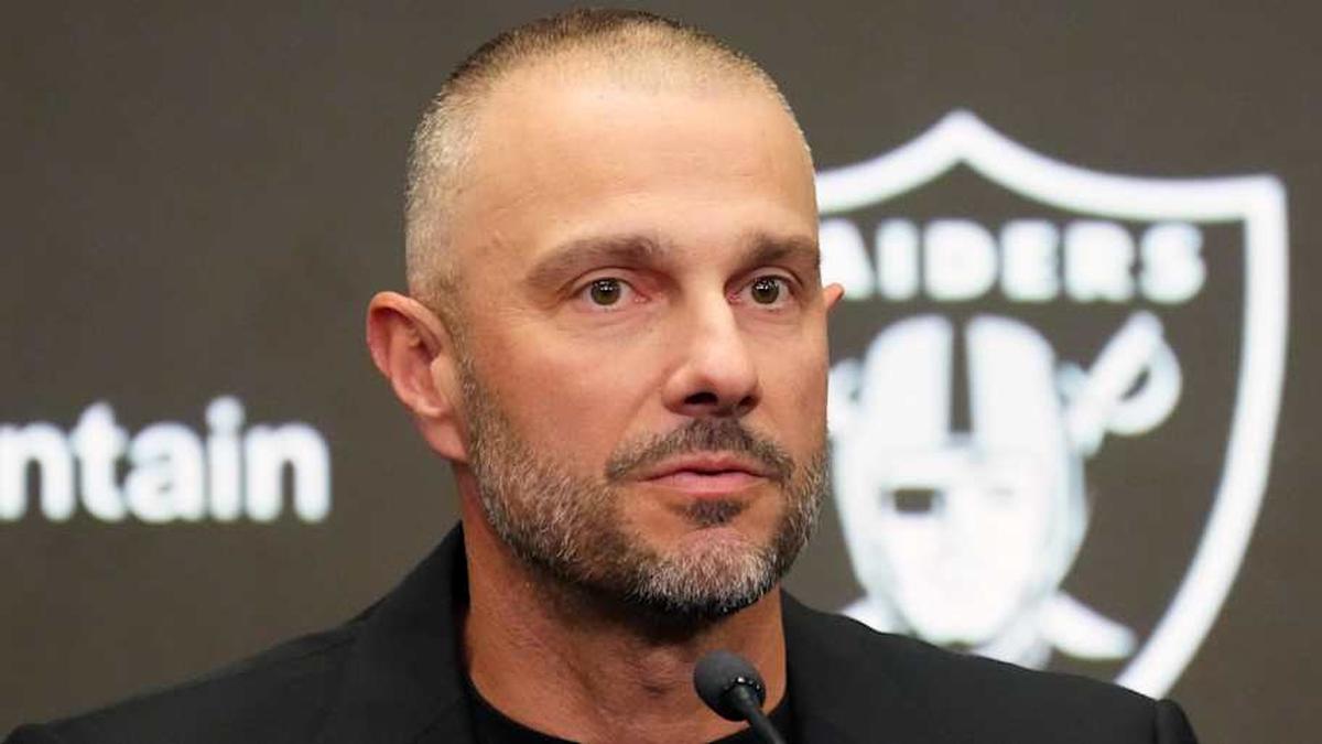  Feb 10, 2026; Henderson, NV, USA; Las Vegas Raiders general manager John Spytek at press conference at Intermountain Health Performance Center. Mandatory Credit: Kirby Lee-Imagn Images | Kirby Lee-Imagn Images 