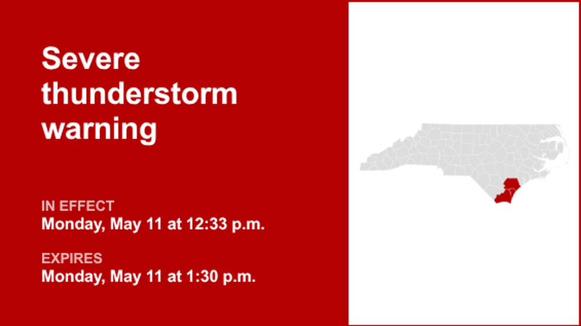 UPDATE: Severe thunderstorm warning previously issued for Pender County will expire at 1:45 p.m. 