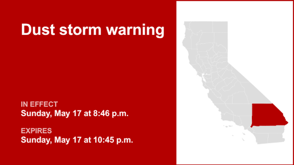UPDATE: Dust storm warning active for San Bernardino County Sunday night 