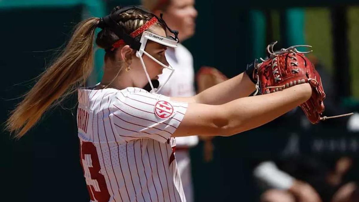  Alabama Softball Player Jocelyn Briski (23) winds up against University of South Carolina at Rhoads Stadium in Tuscaloosa, AL on Saturday, May 2, 2026. | UA Athletics 
