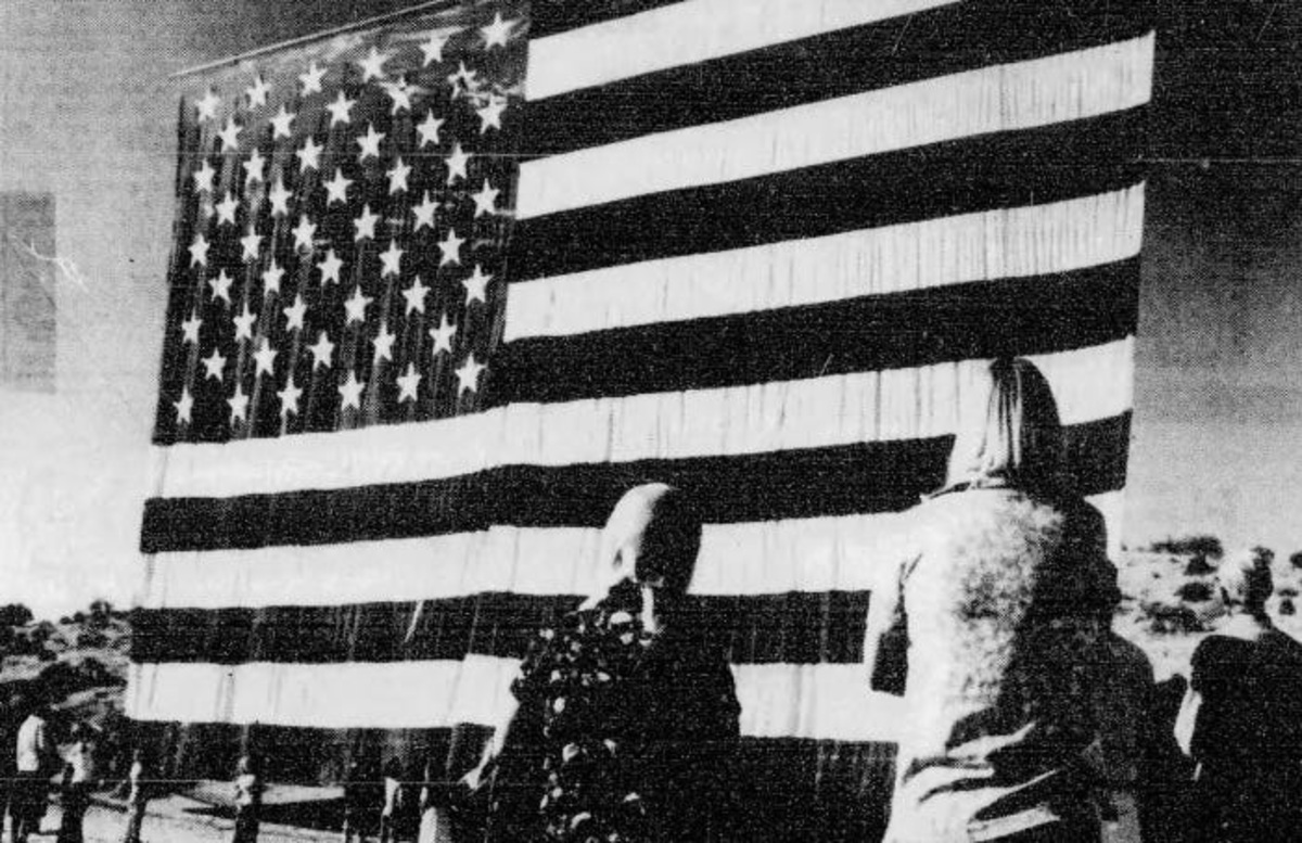 Oro Grande's Bob Older flew his massive U.S. flag during the Iranian Hostage Crisis beginning in 1979, and through the swearing in of President Ronald Reagan in 1981.