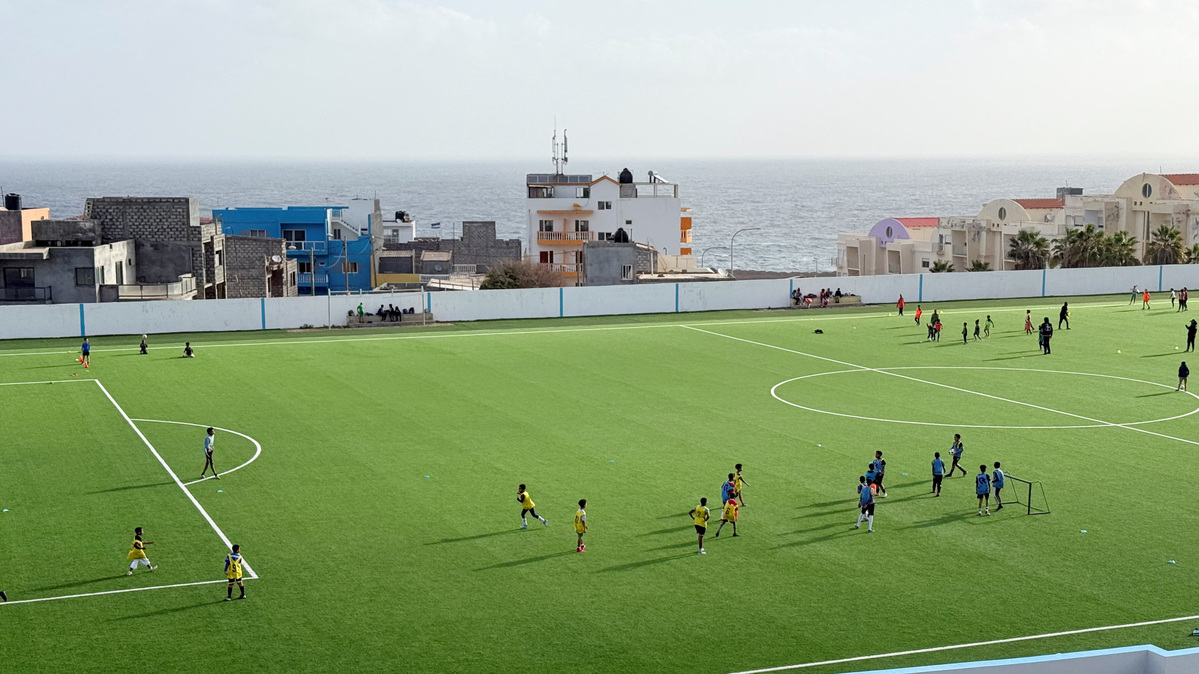 People play football in the town of Ponta do Sol on the island of Santo Antao, Cape Verde, March 7, 2026. Picture taken with a mobile phone. REUTERS/Simon Robinson