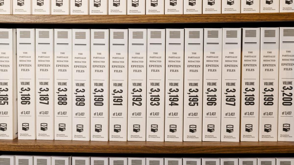 Some of the files on display in the library in Manhattan, New York. (Anna Maria Lopez via SWNS). 