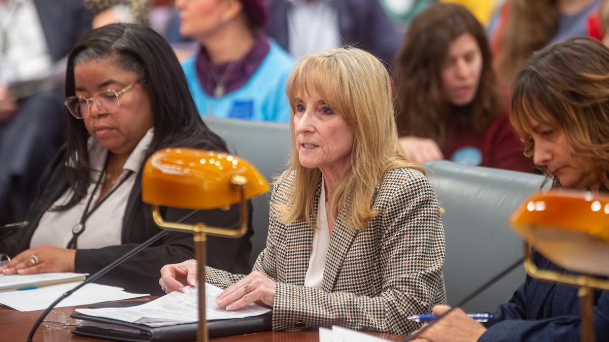 Susan Hamilton, interim commissioner of the Connecticut Department of Children and Families, answers questions during the Committee on Children public hearing at the Legislative Office Building in Hartford, Connecticut, on March 3, 2026. (Aaron Flaum/Hartford Courant/TNS)