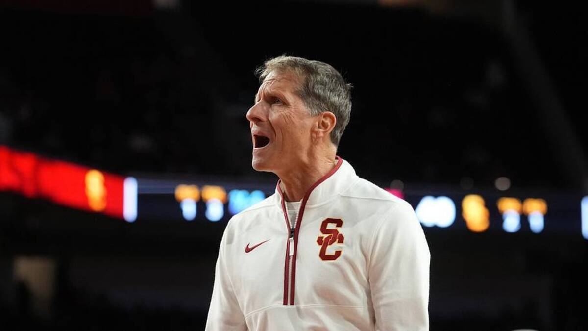  Mar 7, 2026; Los Angeles, California, USA; Southern California Trojans head coach Eric Musselman reacts in the second half against the UCLA Bruins at Galen Center. Mandatory Credit: Kirby Lee-Imagn Images | IMAGN IMAGES via Reuters Connect 
