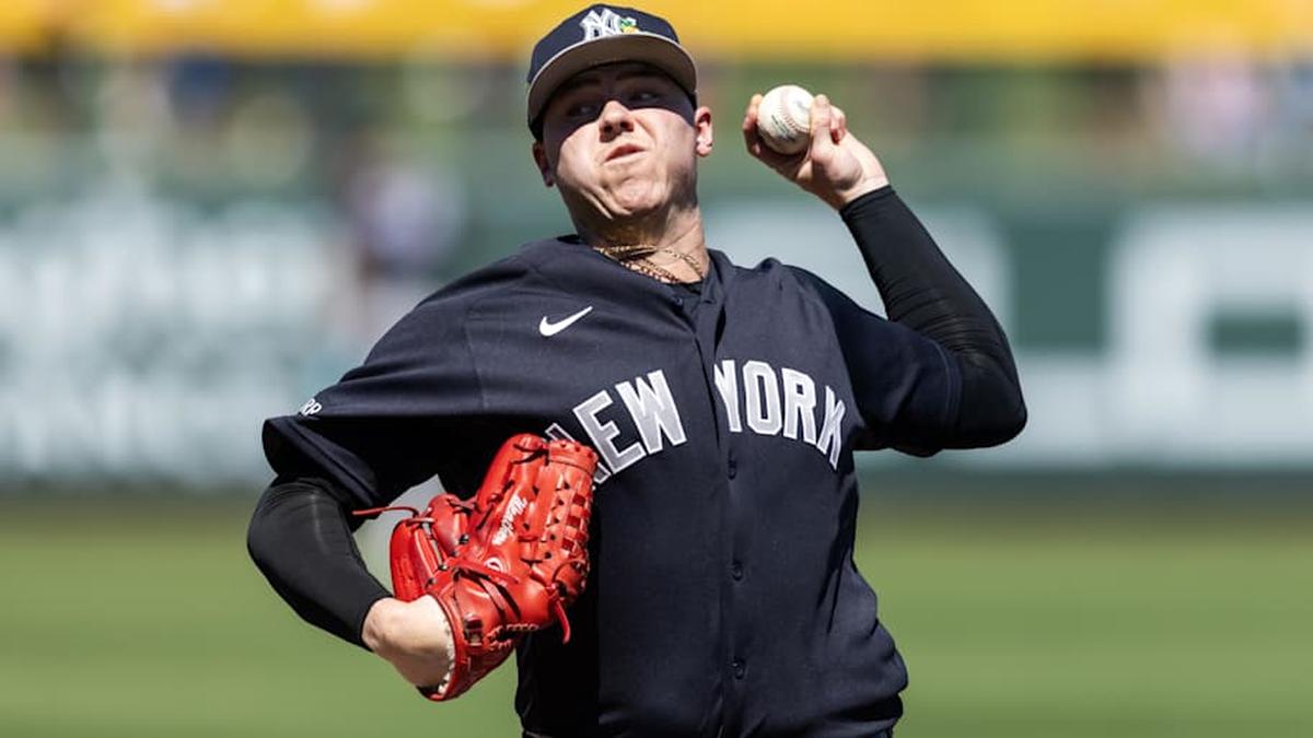  New York Yankees pitcher Ryan Weathers against the Chicago Cubs during spring training at Sloan Park. | Mark J. Rebilas-Imagn Images 