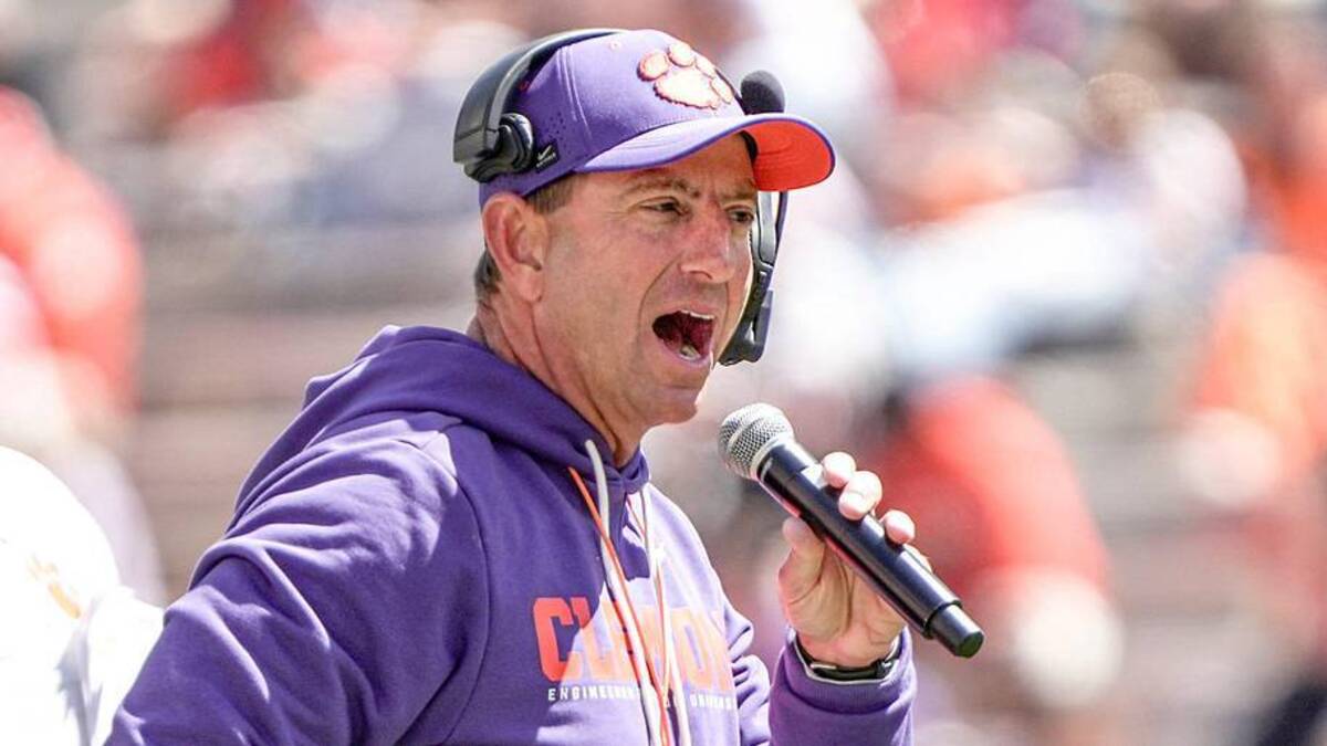  Clemson head coach Dabo Swinney during the first half at the annnual Clemson Orange and White spring game at Memorial Stadium in Clemson, South Carolina Saturday, March 28, 2026. | Ken Ruinard / USA Today Network South Carolina / USA TODAY NETWORK via Imagn Images 