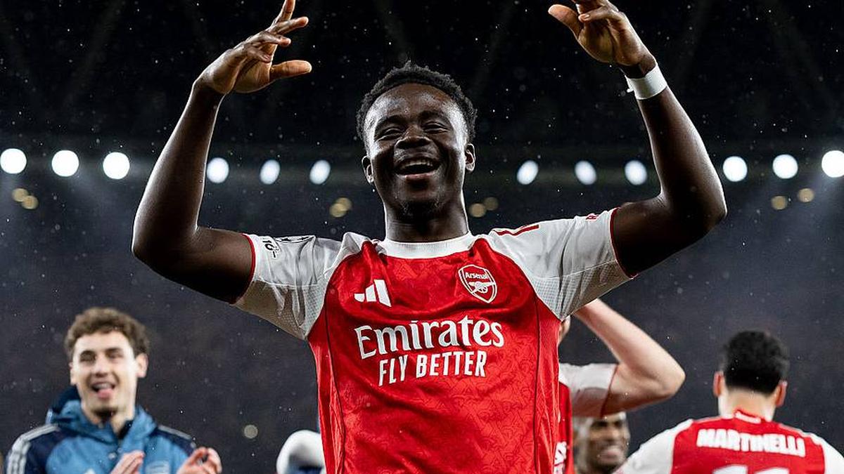  Bukayo Saka sent Arsenal to their first Champions League final in 20 years. | Gaspafotos/MB Media/Getty Images 