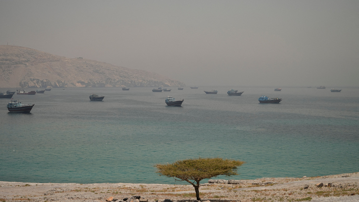 Vessels are anchored in the Strait of Hormuz, as seen from Musandam, Oman, June 11, 2026. REUTERS/Stringer
