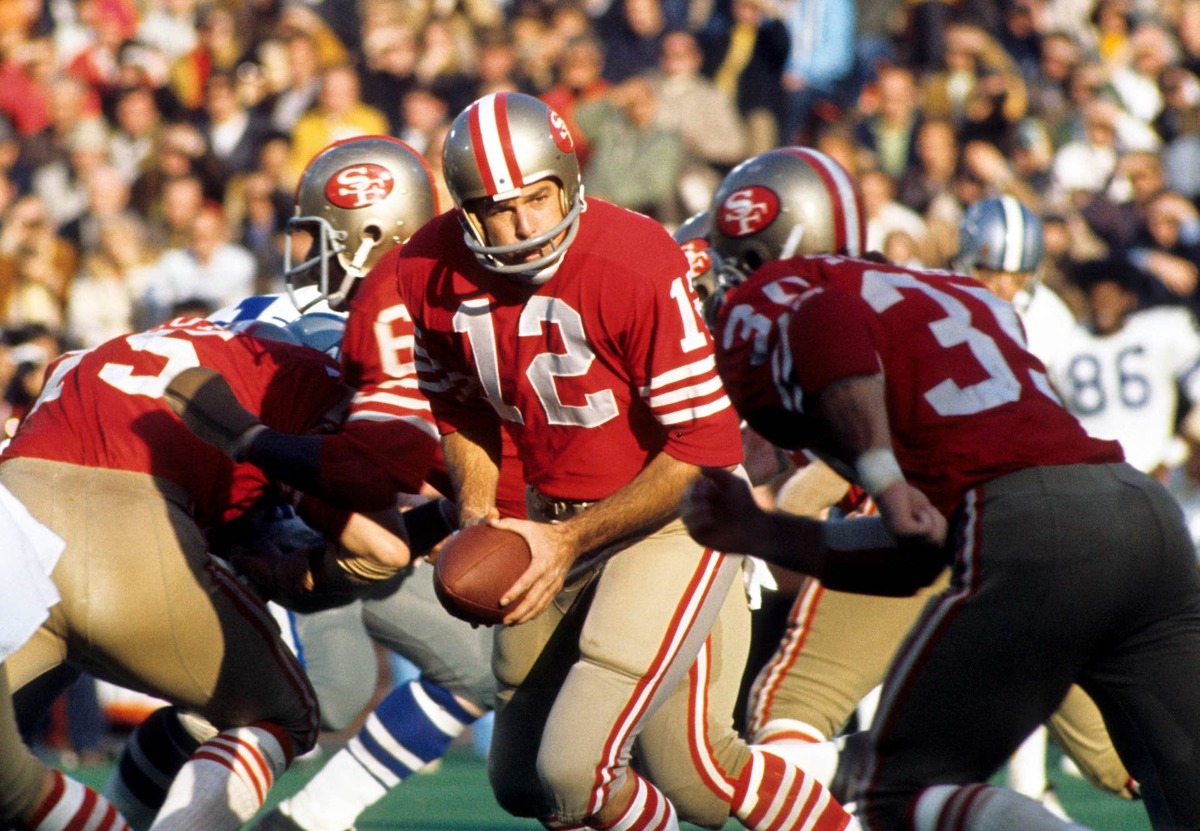 San Francisco 49ers quarterback John Brodie in action against the Dallas Cowboys during the 1972 NFC divisional playoff game at Candlestick Park. Long Photography-USA TODAY Sports