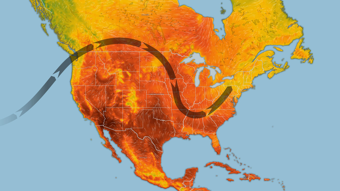 Heat dome and wildfire smoke to blanket much of US. See map 