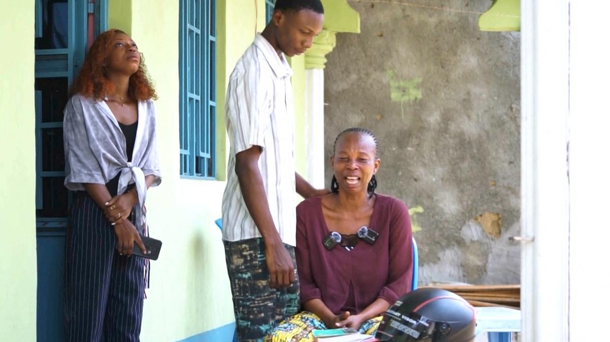 Justine Tangakeya Basekauke, widow of murdered health worker Dr. John Tangakeya, reacts during an interview with Reuters in Kisangani, Democratic Republic of Congo, April 16, 2026, in this still image obtained from a video. REUTERS/Reuters TV
