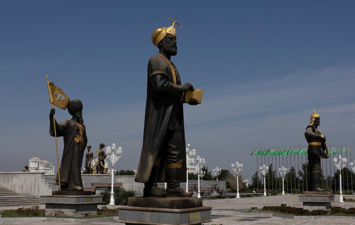 Statues stand at a park in Ashgabat, Turkmenistan, March 20, 2026. REUTERS/Umit Bektas