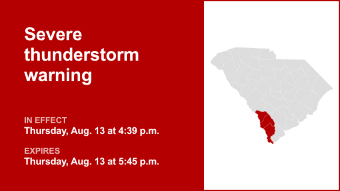 UPDATE: Severe thunderstorm warning active for Lowcountry Thursday evening 