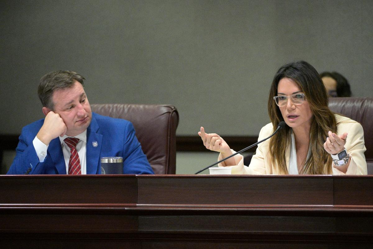Florida Sen. Ileana Garcia makes a point during a Senate Community Affairs Committee meeting, Wednesday, Jan. 12, 2022, in Tallahassee, Fla.