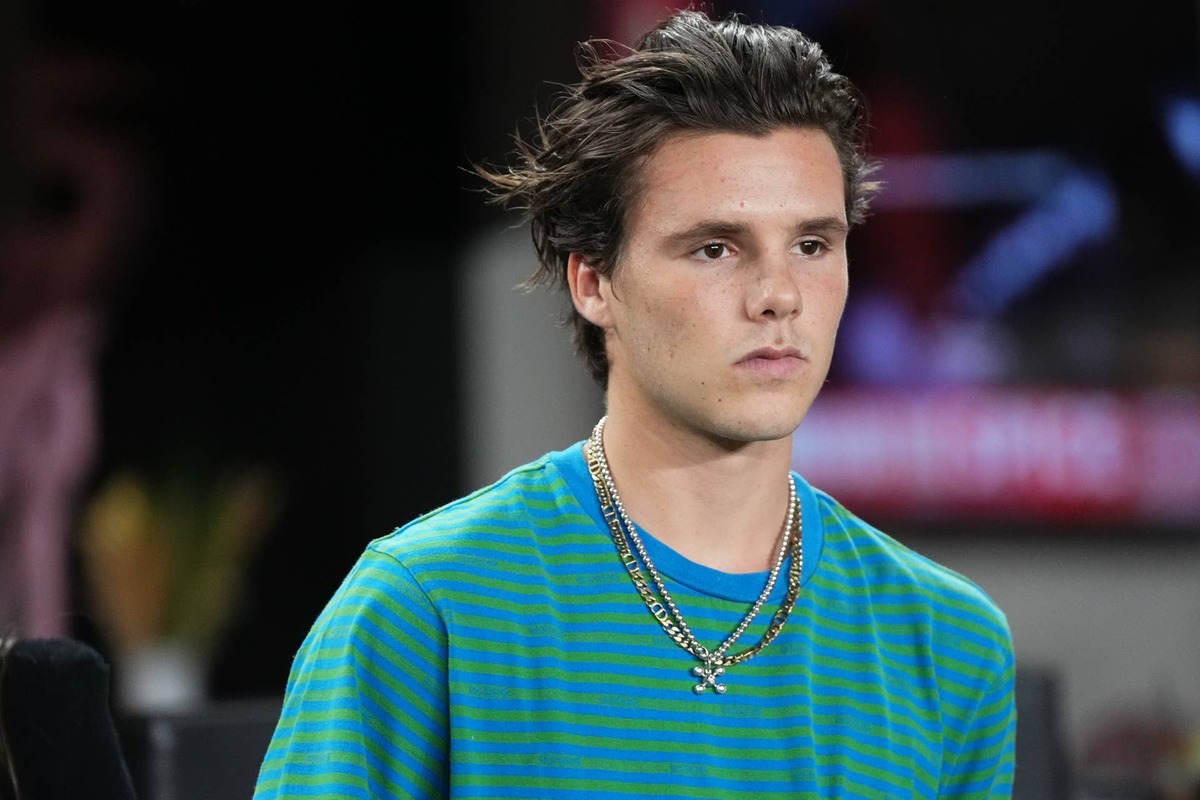  Oct 18, 2023; Fort Lauderdale, Florida, USA; Brooklyn Beckham in attendance for the match between Inter Miami and Charlotte FC at DRV PNK Stadium. Mandatory Credit: Jasen Vinlove-USA TODAY Sports 