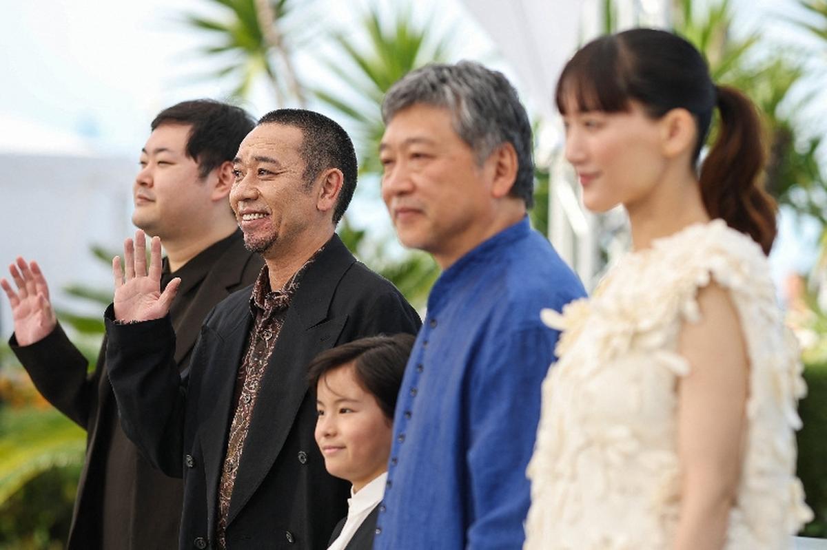 Director Hirokazu Kore-eda, composer Yuta Bandoh and cast members Haruka Ayase, Daigo Yamamoto, Rimu Kuwaki pose during a photocall for the film  "Sheep in the Box" in competition at the 79th Cannes Film Festival in Cannes, France, May 17, 2026. REUTERS/Manon Cruz