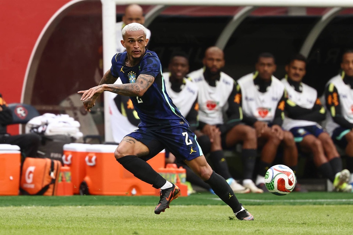  Brazil defender Wesley (2) against France at Gillette Stadium. Winslow Townson-Imagn Images