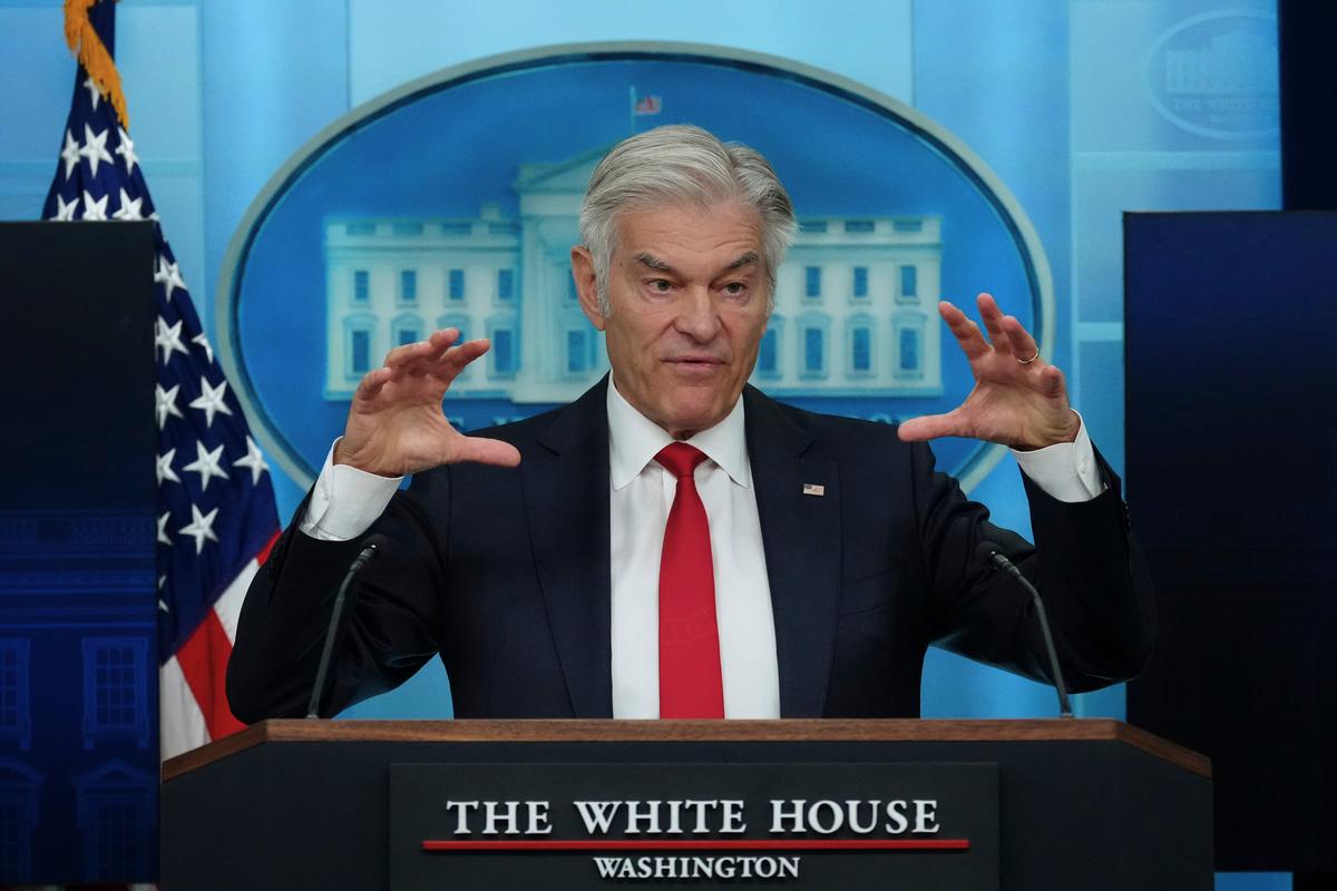  CMS administrator Dr. Mehmet Oz speaks to reporters at the White House on June 2, 2026. 