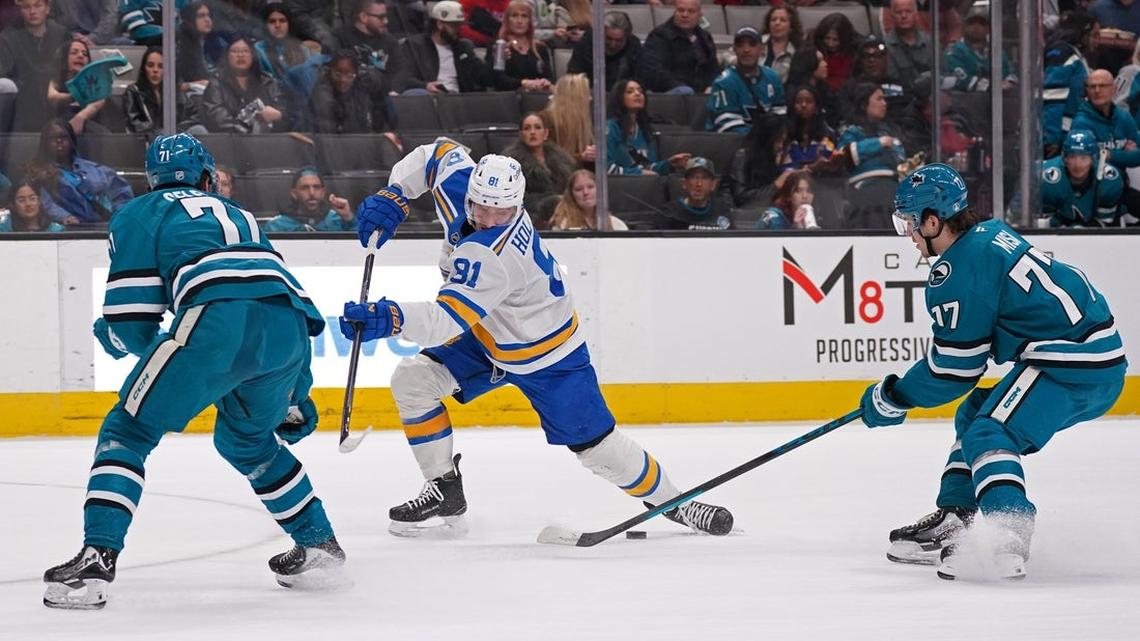 Blues slip past Sharks on Robert Thomas' OT goal 