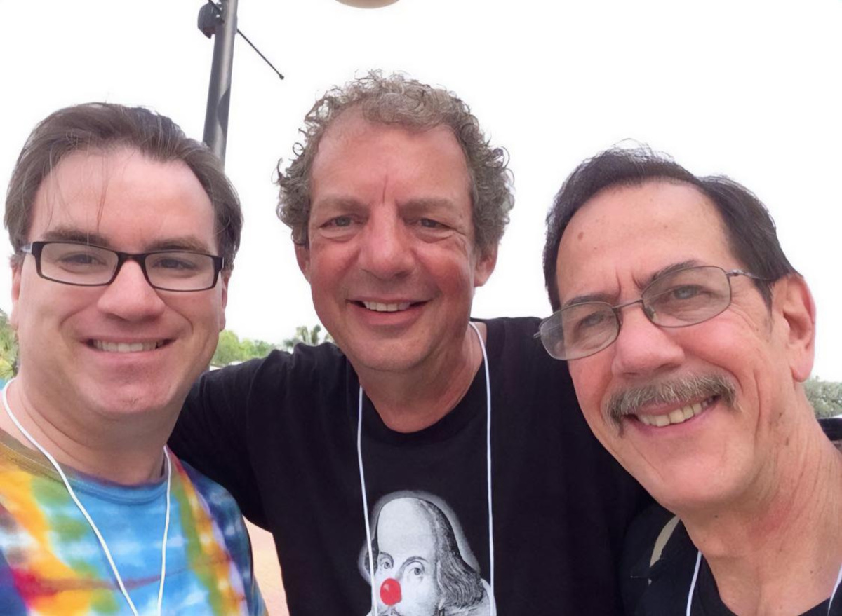 Kevin Carr with Phil Croton (director of "Good People") and Rick Neves at the relaunch of The Southern Shakespeare festival at Cascades Park in 2015.
