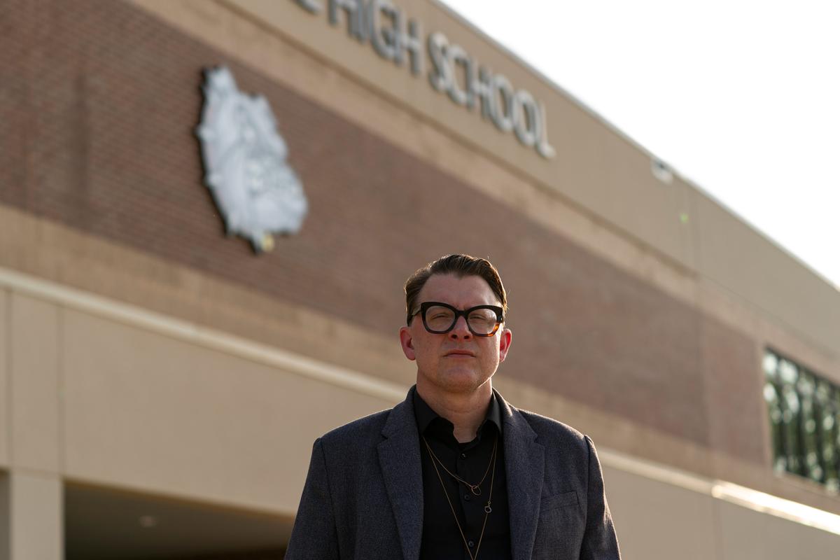  Regan Killackey, an English teacher, at Edmond Memorial High School in Edmond, Oklahoma, on Monday, April 13, 2026. Credit: Nick Oxford for The Hechinger Report