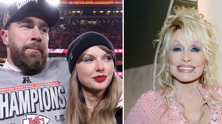 Travis Kelce Reacts to Dolly Parton's Request for 1st Baby With Taylor Swift 