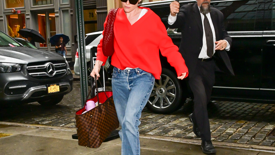 Claire Foy's Red Sweater Is a French-Girl Transitional Staple 