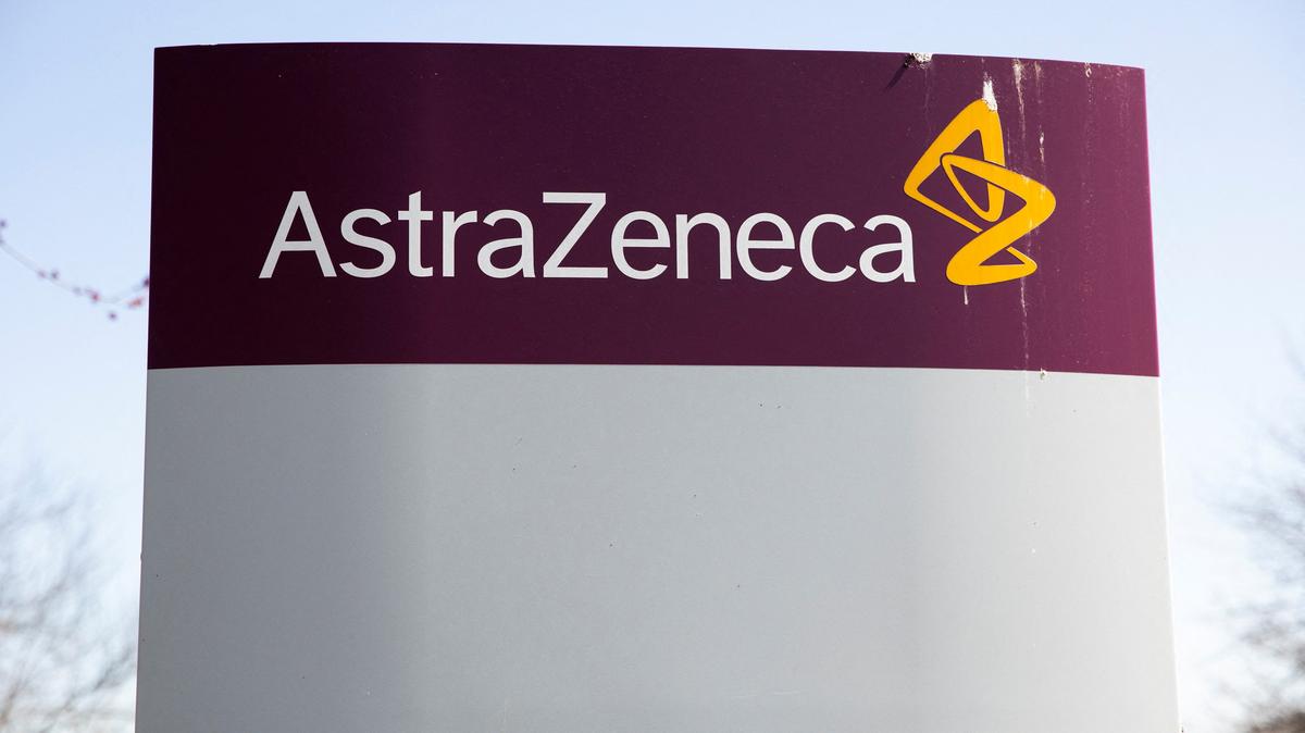 The logo for AstraZeneca is seen outside its North America headquarters in Wilmington, Delaware, U.S., March 22, 2021.  REUTERS/Rachel Wisniewski