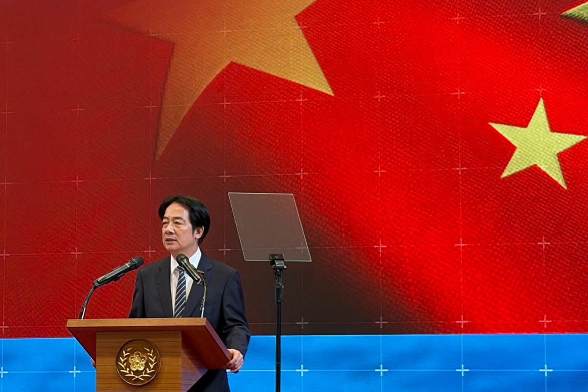 FILE PHOTO: Taiwan President Lai Ching-te speaks at a press conference on defence spending in Taipei, Taiwan November 26, 2025. REUTERS/Yimou Lee/File Photo