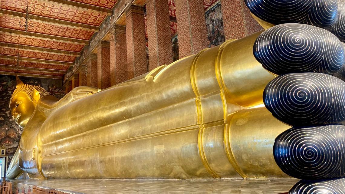 Don't miss this outsize 46 metre by 15 metre reclining Buddha statue. Buddha poses represent specific moments in Buddha's journey to enlightenment, symbolizing inner qualities like compassion, meditation, and fearlessness. (Carola Frentzen/dpa/TNS)