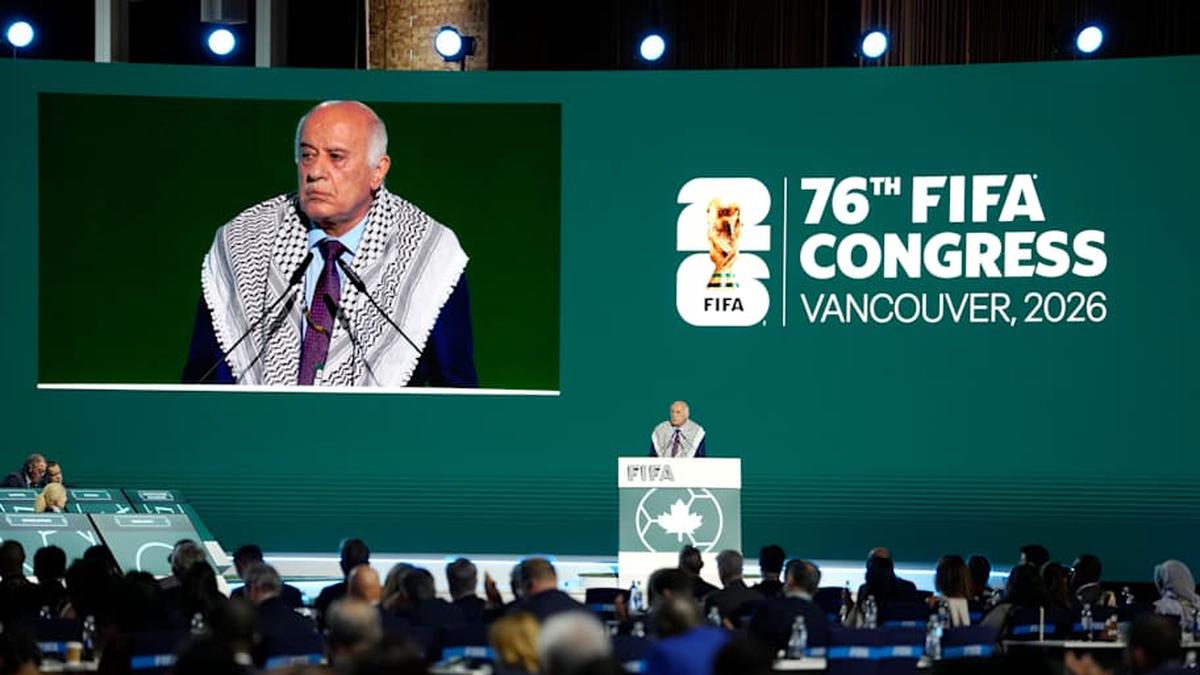  Jibril Rajoub, President of the Palestine Football Association, spoke to the delegates at Thursday's FIFA Congress. | Verity Griffin/FIFa/Getty Images 