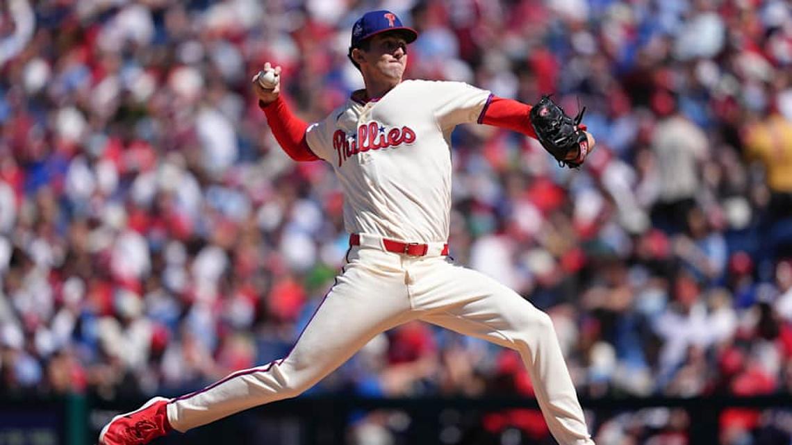  Apr 12, 2026; Philadelphia, Pennsylvania, USA; Philadelphia Phillies starting pitcher Andrew Painter (24) throws a pitch against the Arizona Diamondbacks in the third inning at Citizens Bank Park. | Kyle Ross-Imagn Images 