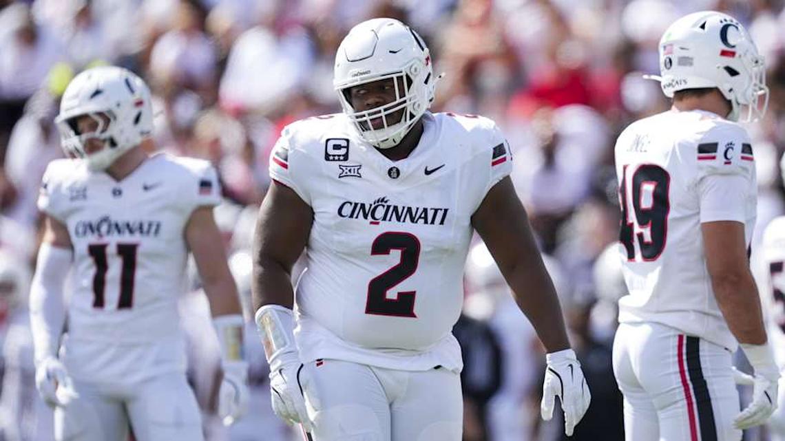  Sep 6, 2025; Cincinnati, Ohio, USA; Cincinnati Bearcats defensive lineman Dontay Corleone (2) stands on the field against the Bowling Green Falcons in the first half at Nippert Stadium. Mandatory Credit: Aaron Doster-Imagn Images | Aaron Doster-Imagn Images 