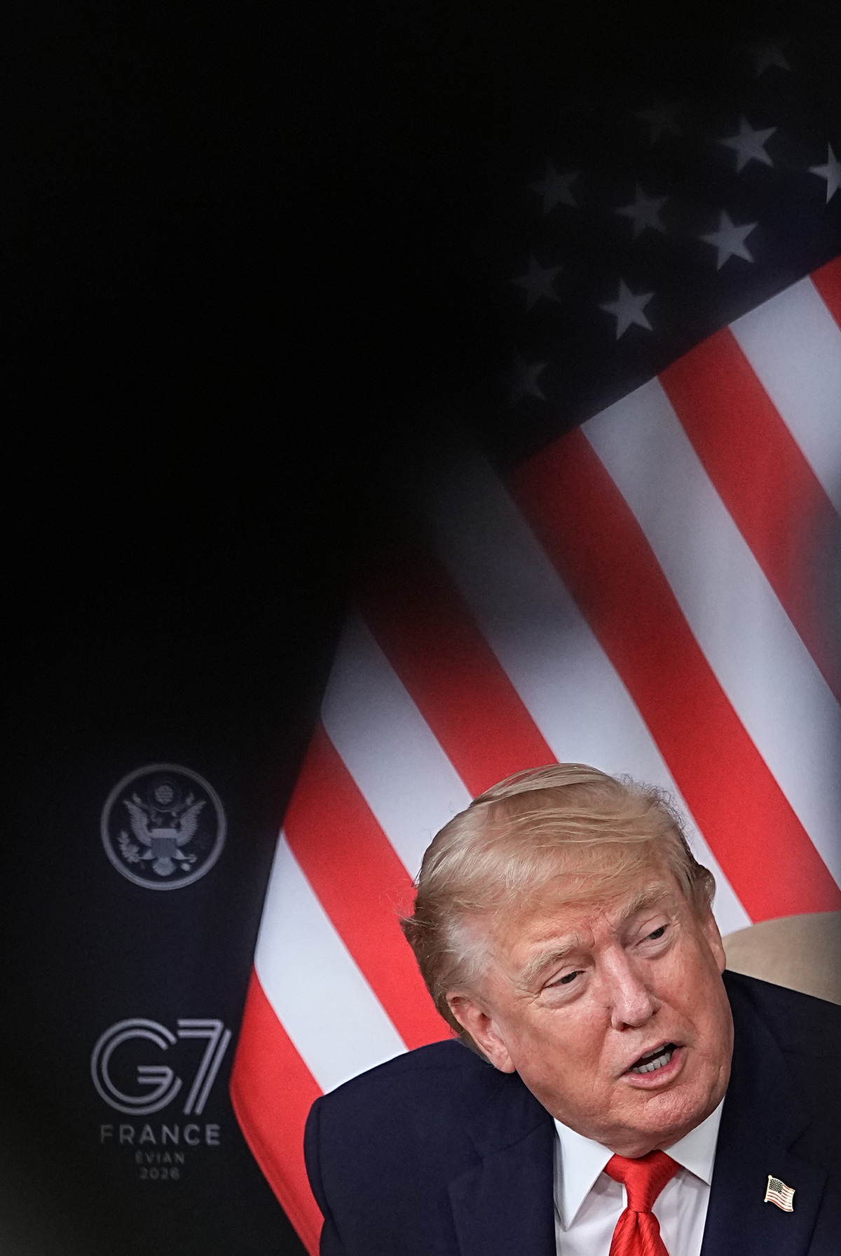 President Donald Trump during a bilateral meeting with the President of the United Arab Emirates, Mohamed bin Zayed Al Nahyan, at the G7 Summit in Evian-les-Bains, France, June 16, 2026. (Haiyun Jiang/The New York Times)