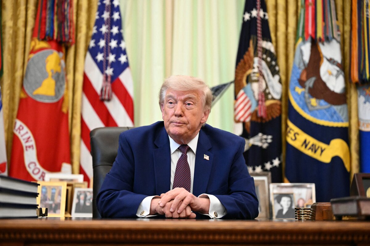  President Donald Trump speaks to the press in the Oval Office of the White House in Washington, DC, on June 3, 2026. 
