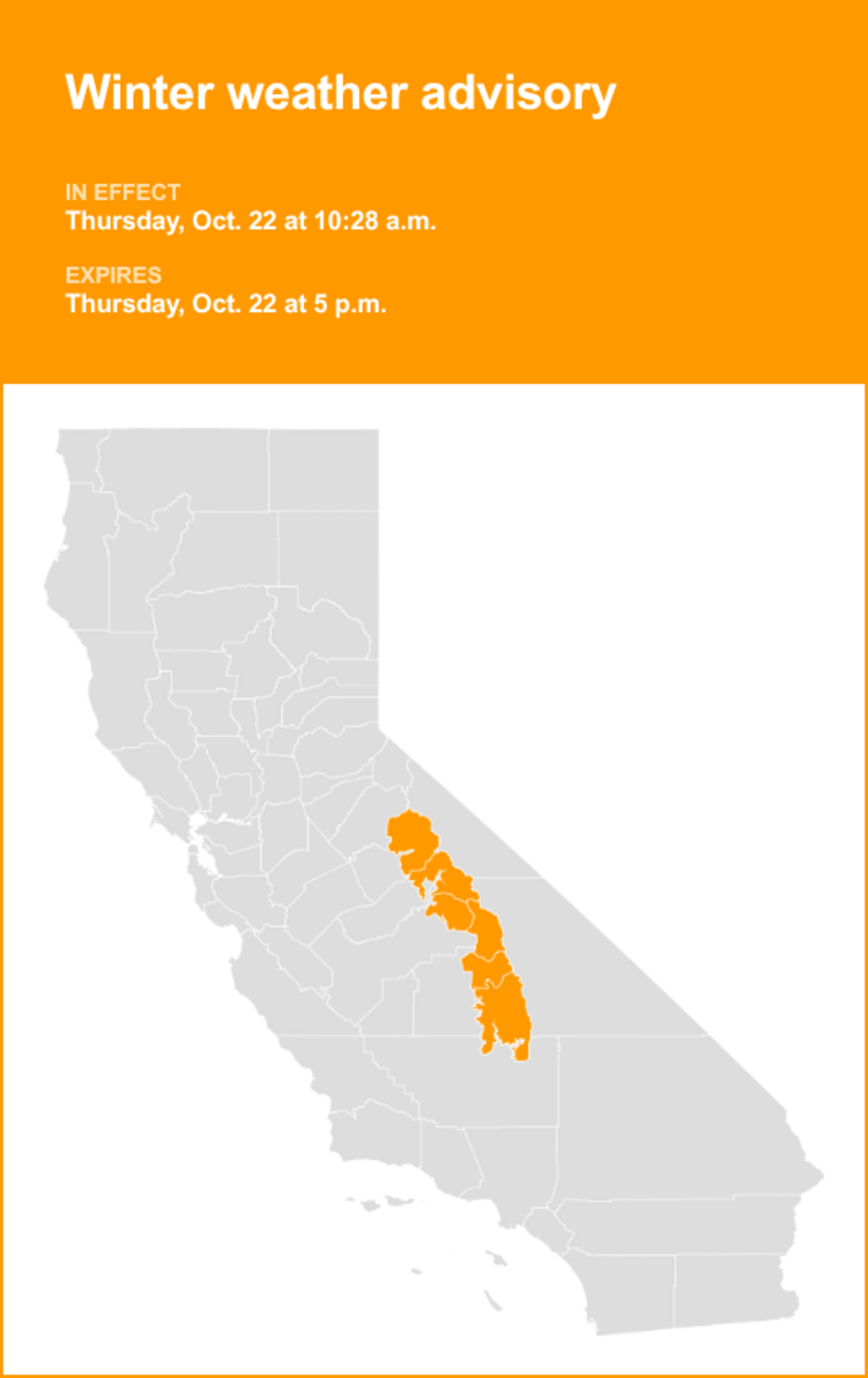 UPDATE: California placed under a winter weather advisory until early ...