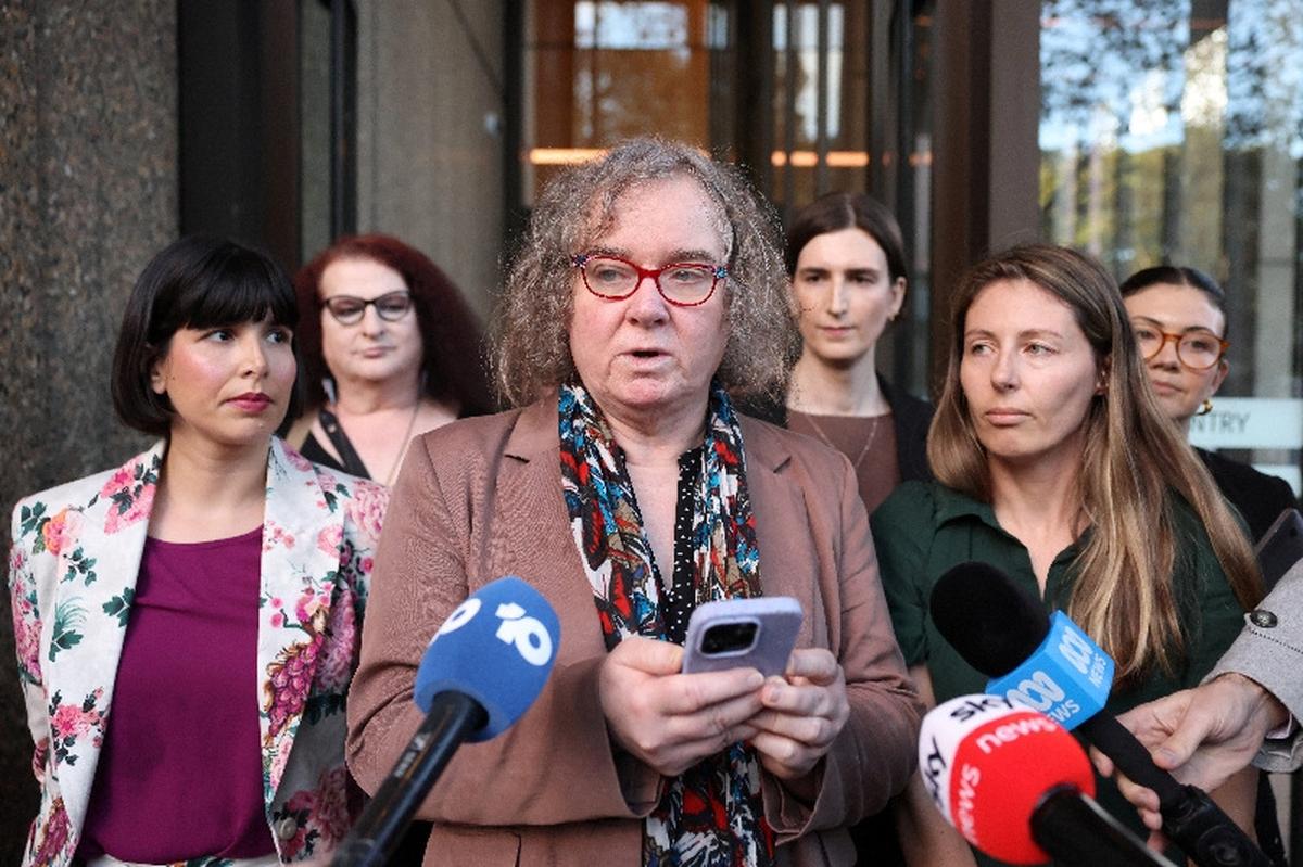 Roxanne Tickle speaks to the media after the Federal Court upheld their ruling that the exclusion of the transgender woman from the female-only Giggle for Girls app was discriminatory, in Sydney, Australia, May 15, 2026. REUTERS/Hollie Adams