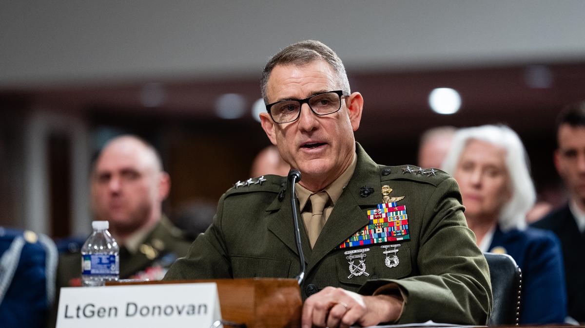 FILE -- U.S. Marine Corps Gen. Francis Donovan, the head of the Southern Command, testifies before the Senate Armed Services Committee in Washington on Jan. 15, 2026. The U.S. military killed three men in a strike against a boat in the eastern Pacific that it said was transporting narcotics, U.S. Southern Command announced on Saturday, May 30, 2026. (Eric Lee/The New York Times)