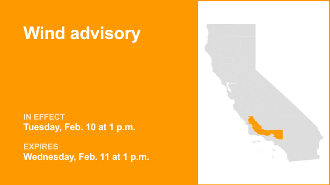 UPDATE: Wind advisory in place for Southern California until Wednesday afternoon 