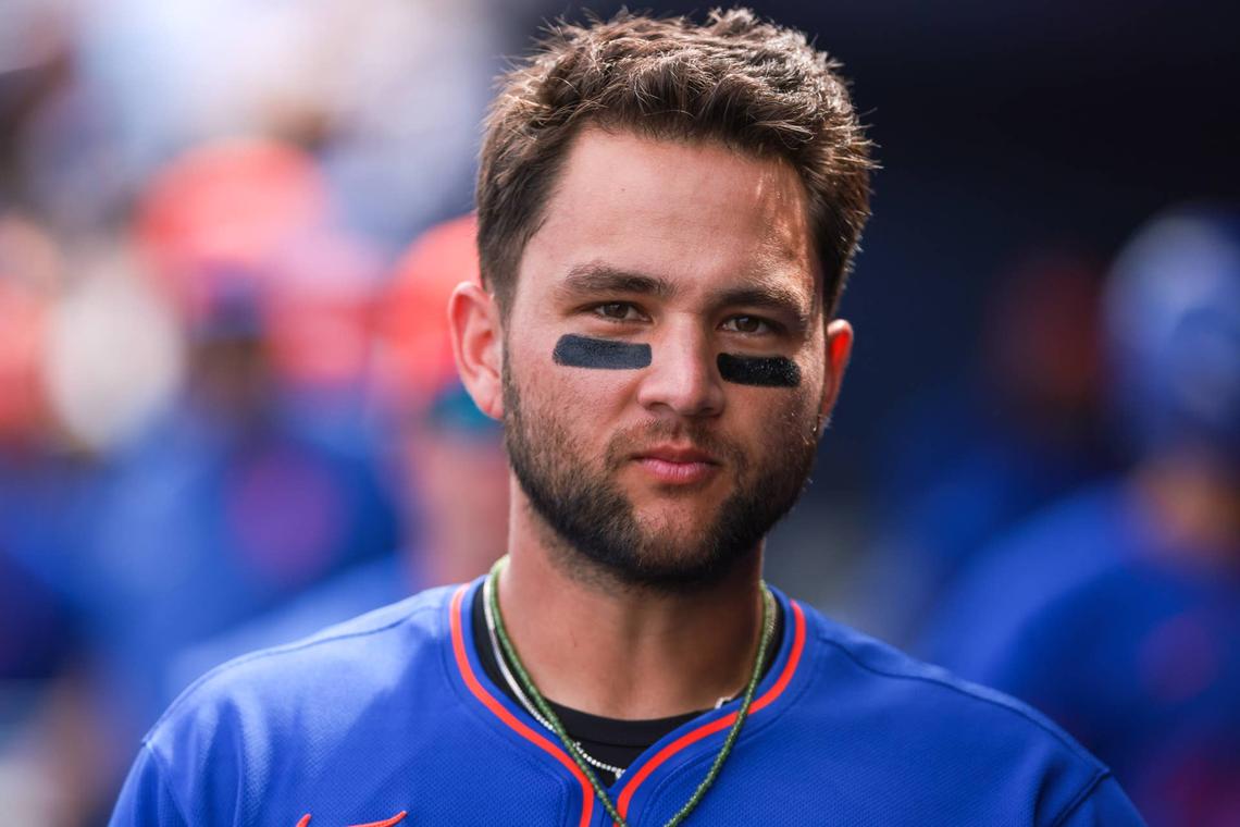  New York Mets third baseman Bo Bichette (19). © Sam Navarro-Imagn Images
