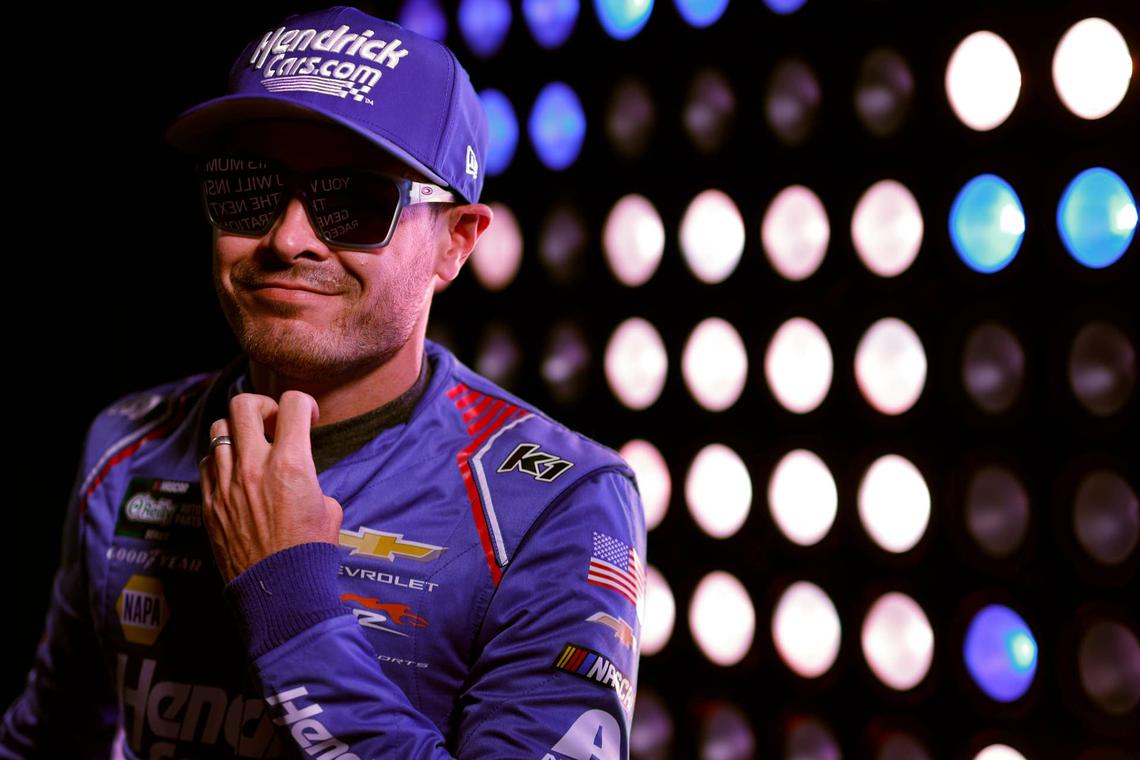  Kyle Larson during driver introductions at Las Vegas. Sean Gardner/Getty Images