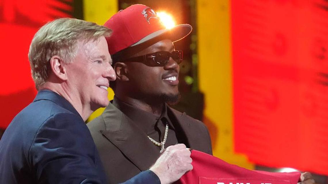  Apr 23, 2026; Pittsburgh, PA, USA; Miami Hurricanes defensive end Rueben Bain Jr. is selected by the Tampa Bay Buccaneers as the number 15 pick during the 2026 NFL Draft at Acrisure Stadium. Mandatory Credit: Kirby Lee-Imagn Images | Kirby Lee-Imagn Images 